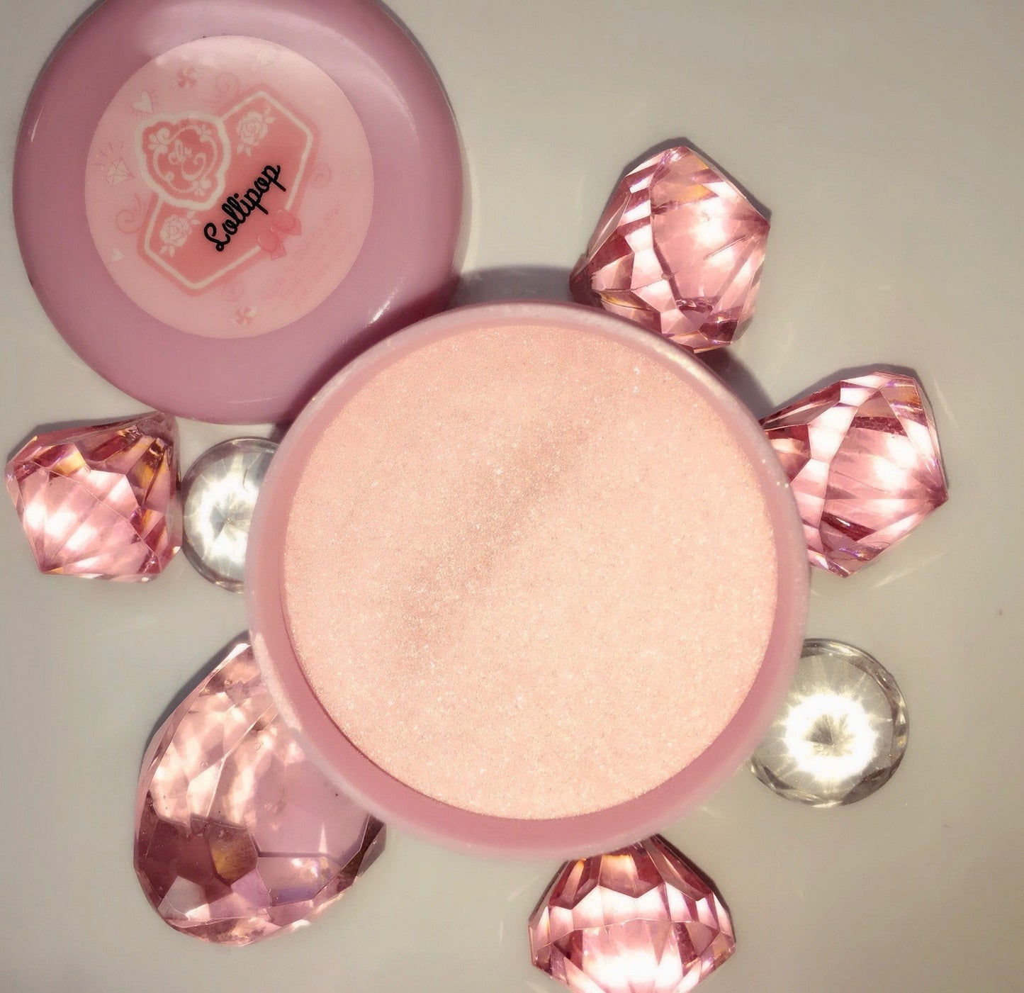 lollipop pink, glow in the dark rose gold cover pink powder