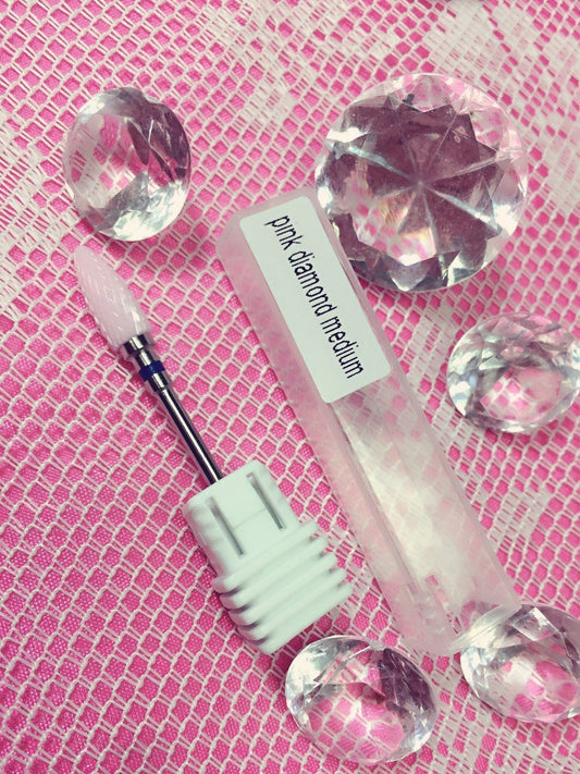 The Pink Diamond flame medium Nail Drill Bit